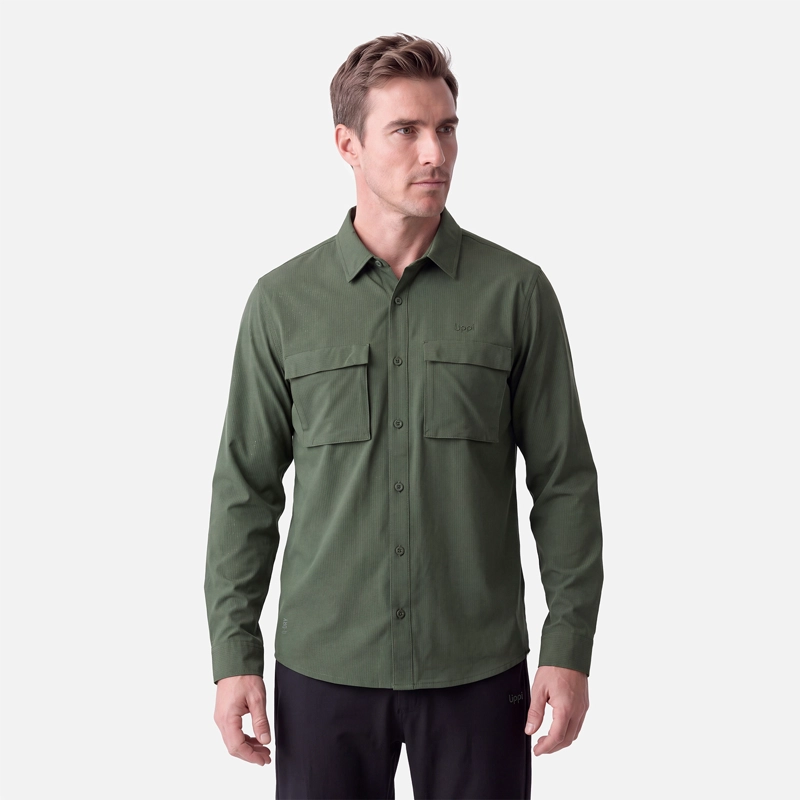 CAMISA HOMBRE ROSSELOT LONG SLEEVE Q-DRY SHIRT VERDE MILITAR LIPPI V27 - 1