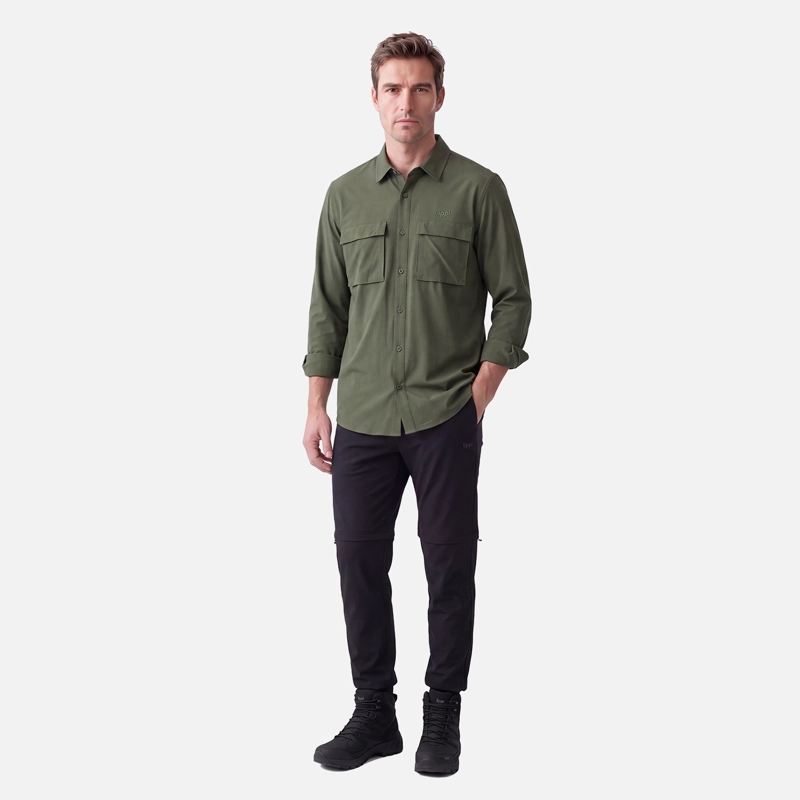 CAMISA HOMBRE ROSSELOT LONG SLEEVE Q-DRY SHIRT VERDE MILITAR LIPPI V27 - 4