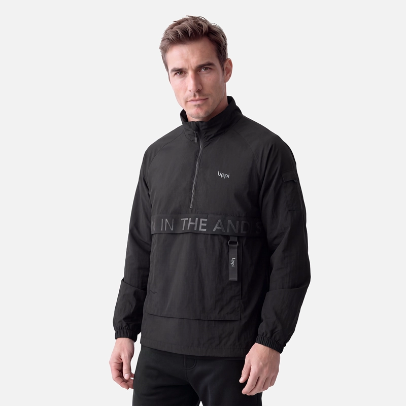 CHAQUETA HOMBRE WINDCITY WINDBREAKER 1/4 ZIP JACKET NEGRO LIPPI V27 - 1