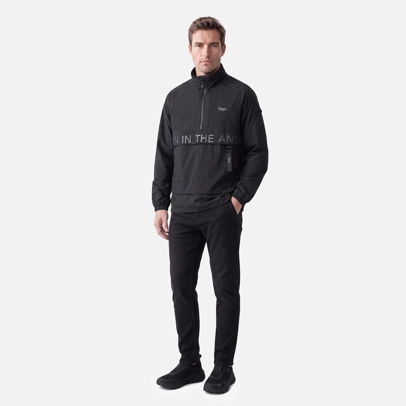 CHAQUETA HOMBRE WINDCITY WINDBREAKER 1/4 ZIP JACKET NEGRO LIPPI V27 - 3