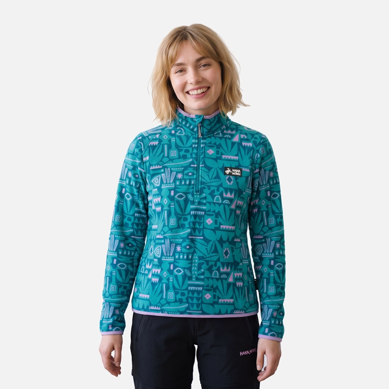 POLERON MUJER TAINA PRINT TURQUESA HAKA HONU V27 XL