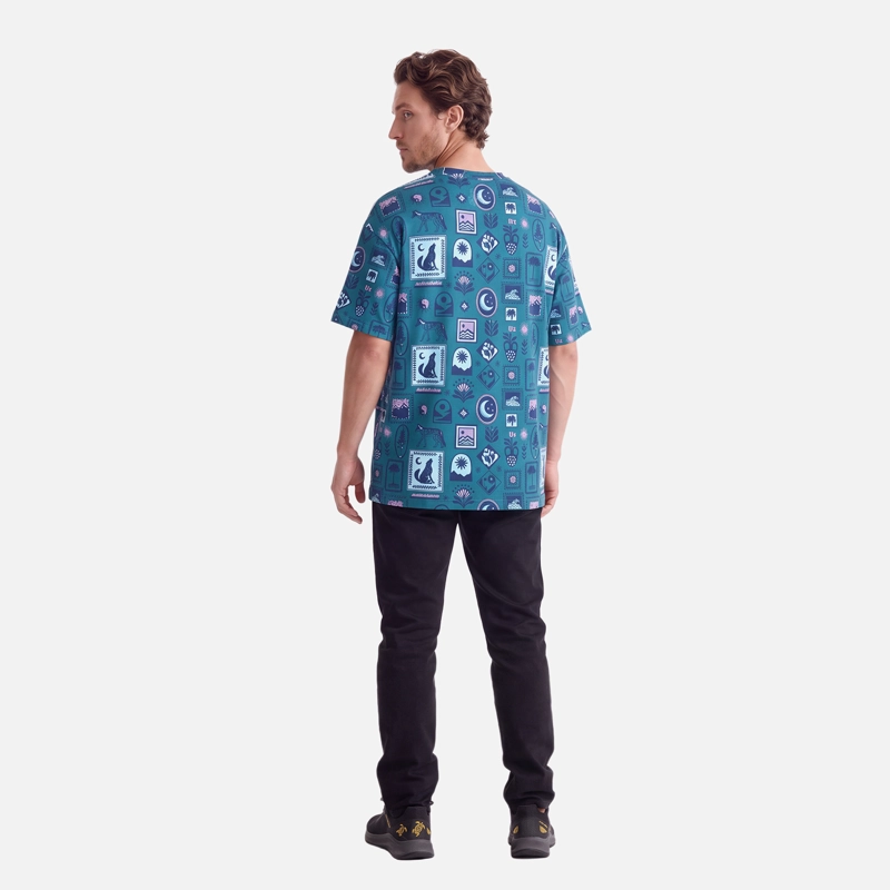POLERA HOMBRE RELIQUIAS PRINT TURQUESA VERDE HAKA HONU V27 - 4