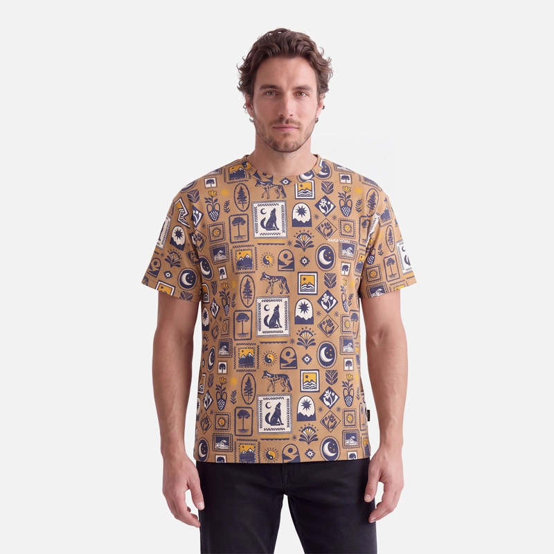 POLERA HOMBRE RELIQUIAS PRINT CAFE CLARO HAKA HONU V27 - 1