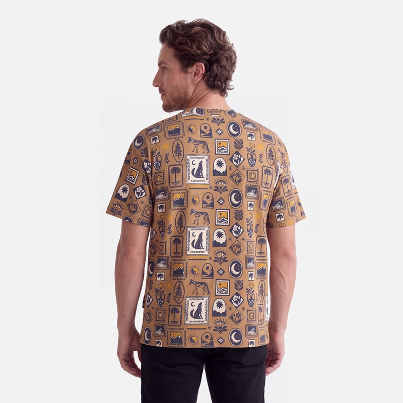 POLERA HOMBRE RELIQUIAS PRINT CAFE CLARO HAKA HONU V27 - 3