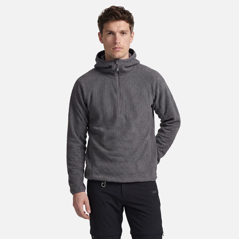 POLERON HOMBRE JACARANDA NANO-F 1/4 ZIP HOODY GRIS MEDIO LIPPI V27 - 1