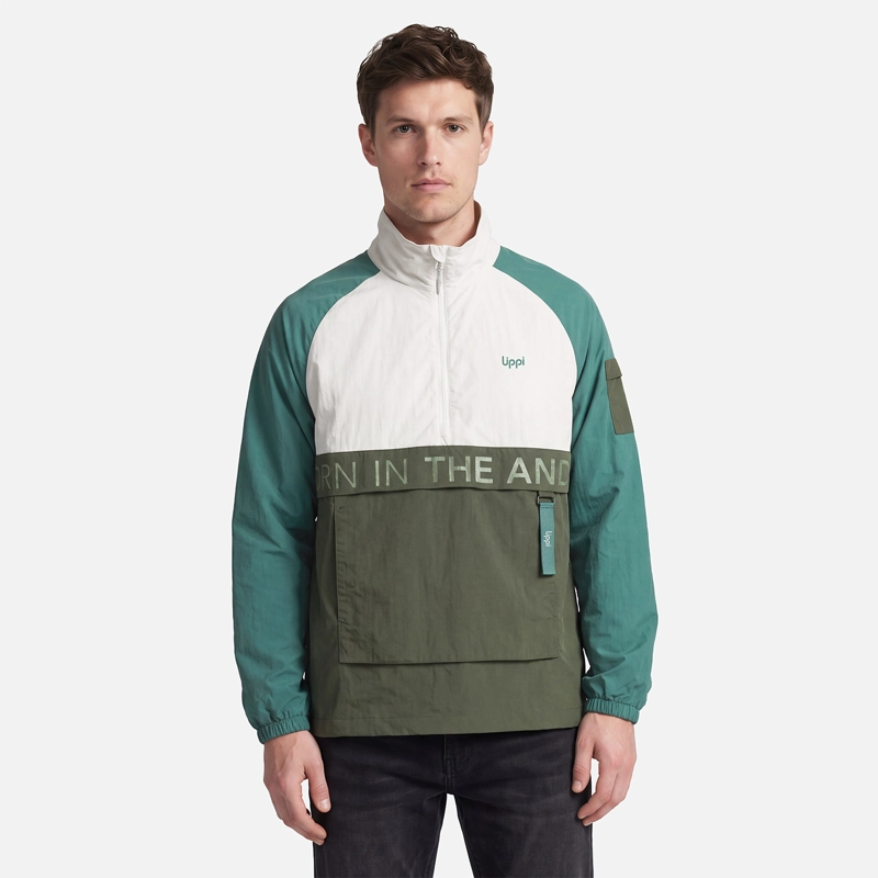 CHAQUETA HOMBRE WINDCITY WINDBREAKER 1/4 ZIP JACKET VERDE MILITAR LIPPI V27 - 1