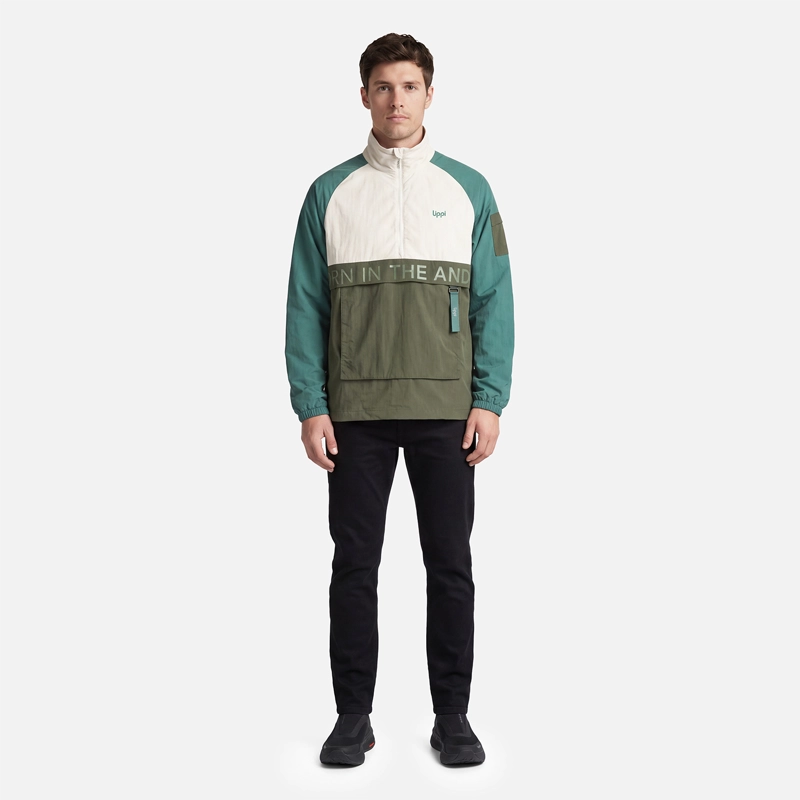 CHAQUETA HOMBRE WINDCITY WINDBREAKER 1/4 ZIP JACKET VERDE MILITAR LIPPI V27 - 4