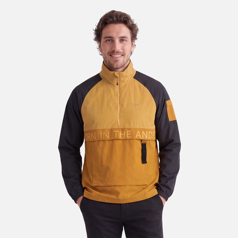 CHAQUETA HOMBRE WINDCITY WINDBREAKER 1/4 ZIP JACKET CAFE CLARO LIPPI V27 - 1