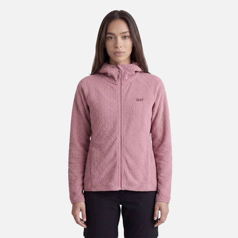 POLERON MUJER JACARANDA NANO-F FULL ZIP HOODY ROSA OSCURO LIPPI V27 - 1