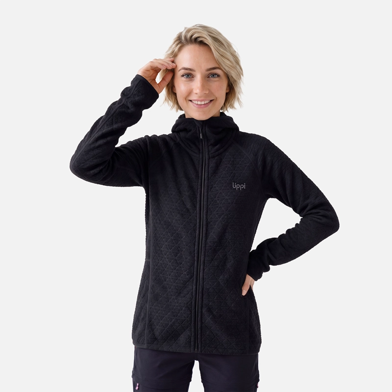 POLERON MUJER JACARANDA NANO-F FULL ZIP HOODY NEGRO LIPPI V27 - 4