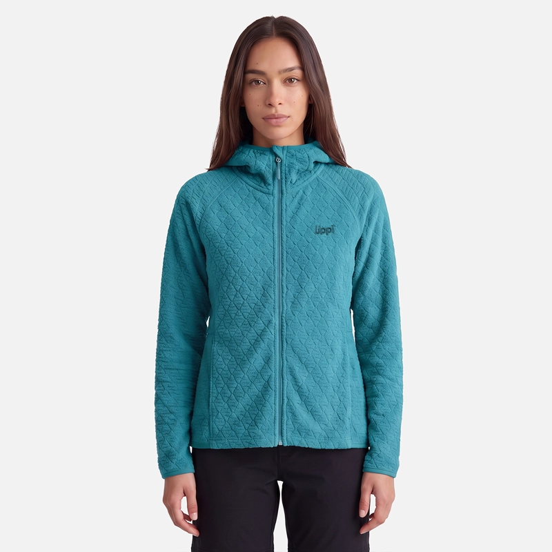 POLERON MUJER JACARANDA NANO-F FULL ZIP HOODY PETROLEO CLARO LIPPI V27 - 1
