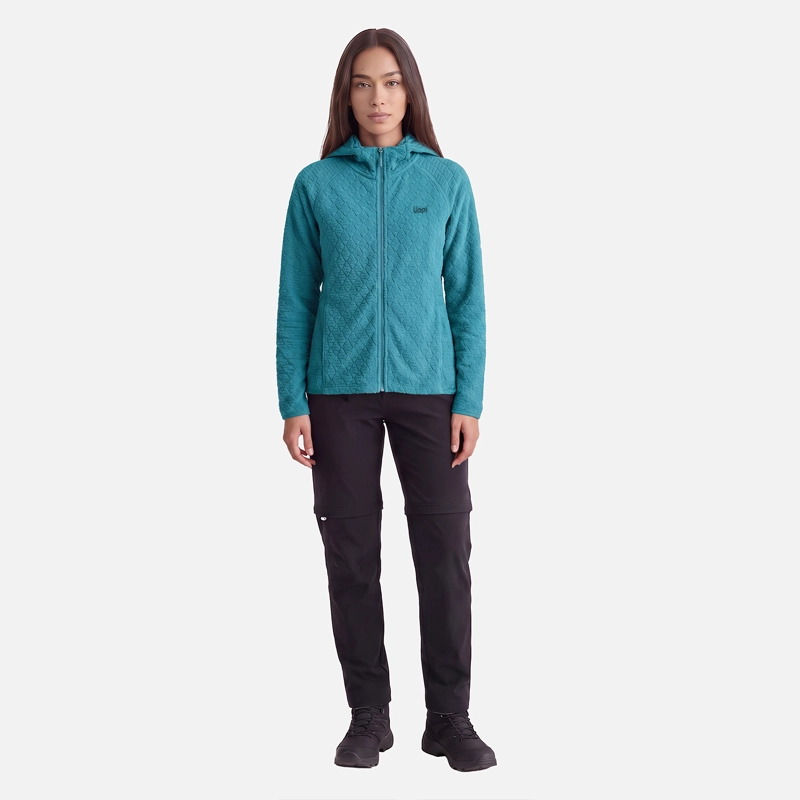 POLERON MUJER JACARANDA NANO-F FULL ZIP HOODY PETROLEO CLARO LIPPI V27 - 3