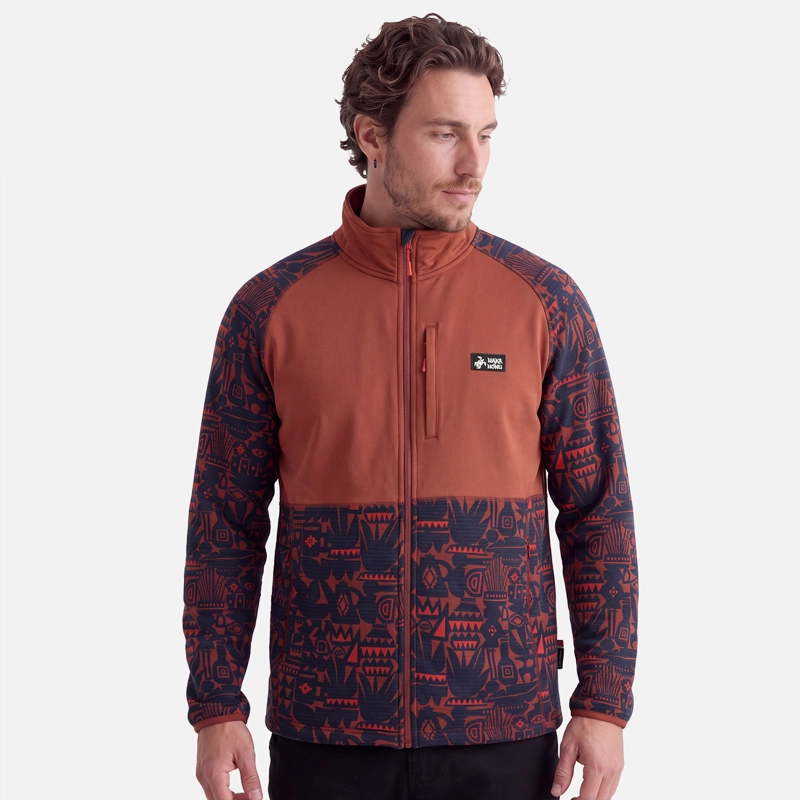POLERON HOMBRE TAINA FULL ZIP PRINT TERRACOTA HAKA HONU V27 - 1