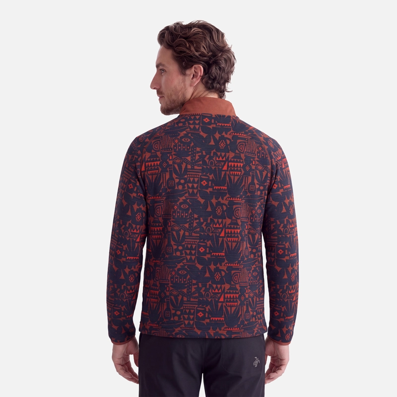 POLERON HOMBRE TAINA FULL ZIP PRINT TERRACOTA HAKA HONU V27 - 2