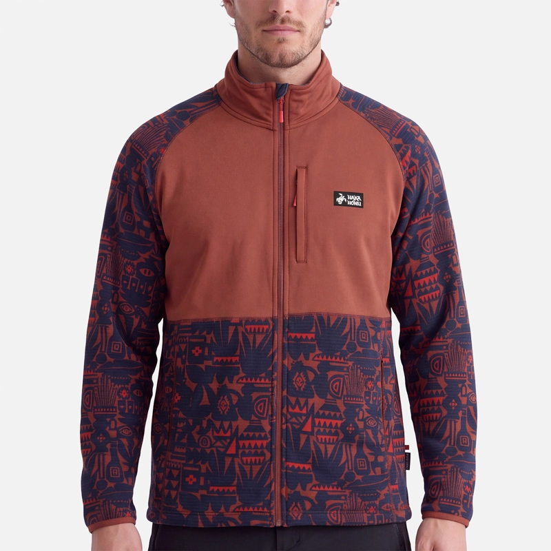 POLERON HOMBRE TAINA FULL ZIP PRINT TERRACOTA HAKA HONU V27 - 3