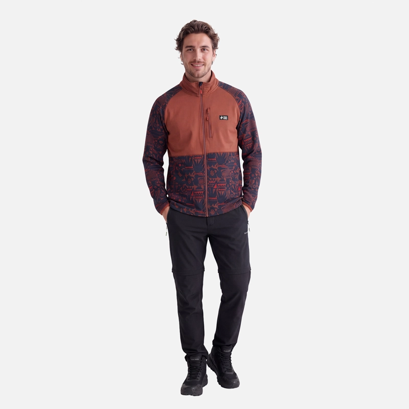 POLERON HOMBRE TAINA FULL ZIP PRINT TERRACOTA HAKA HONU V27 - 4