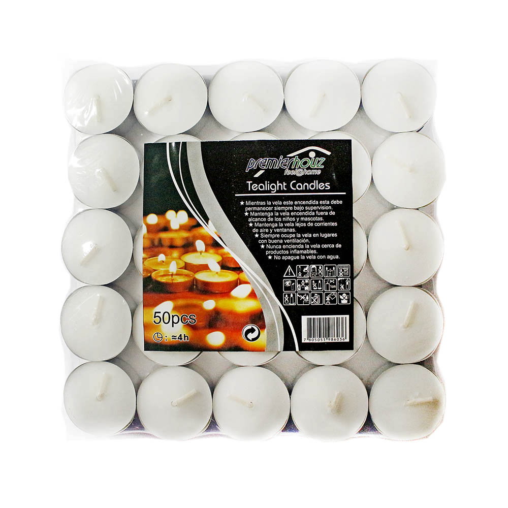VELAS FLOTANTES TEALIGHT BLANCAS - 50 UNID. 4HORAS C/U APROX - 1
