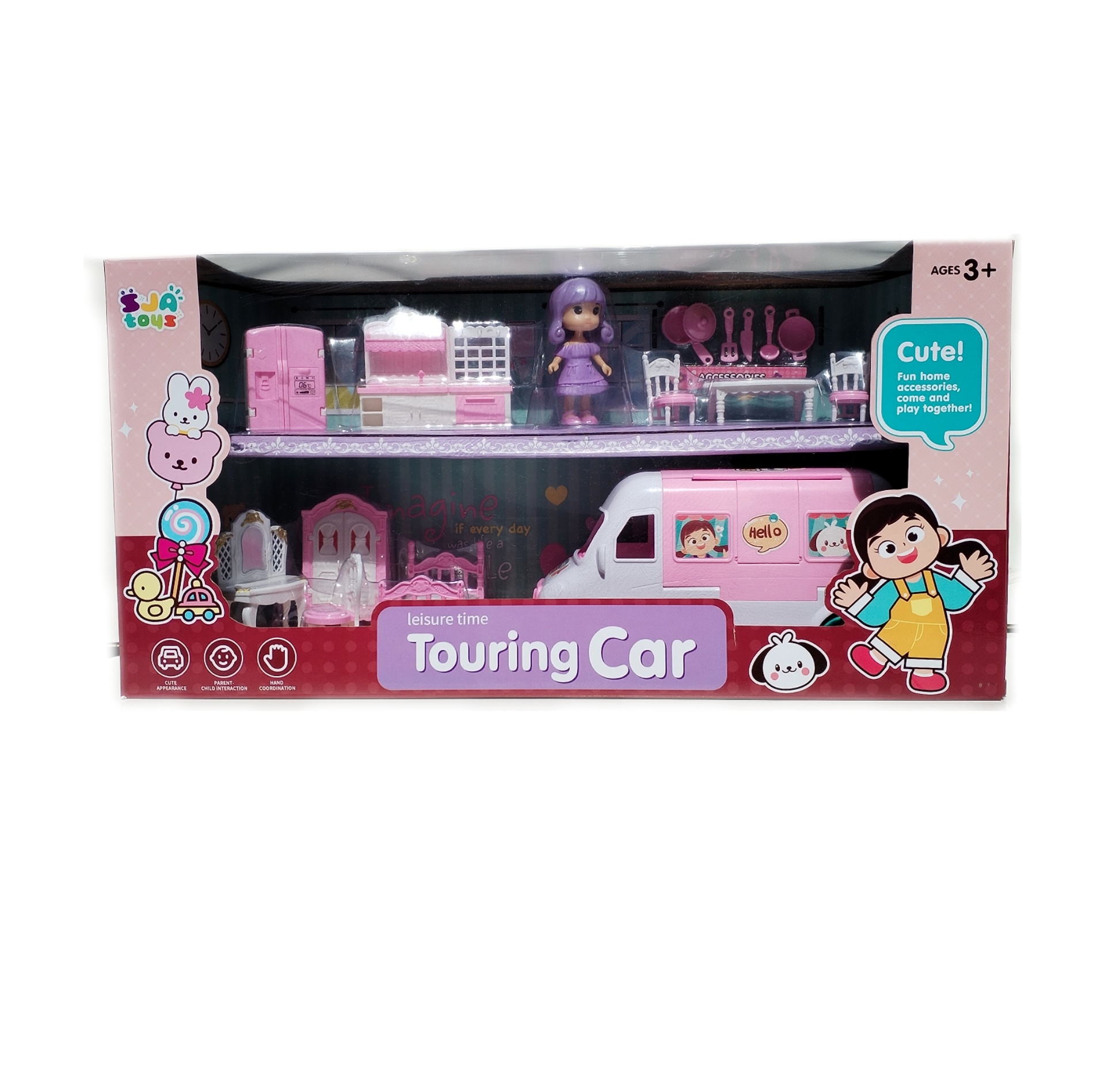 VEHÍCULO DE JUGUETE FOOD TRUCK PRICANA STORE ROSA CAMPER CON ACCESORIOS - 4