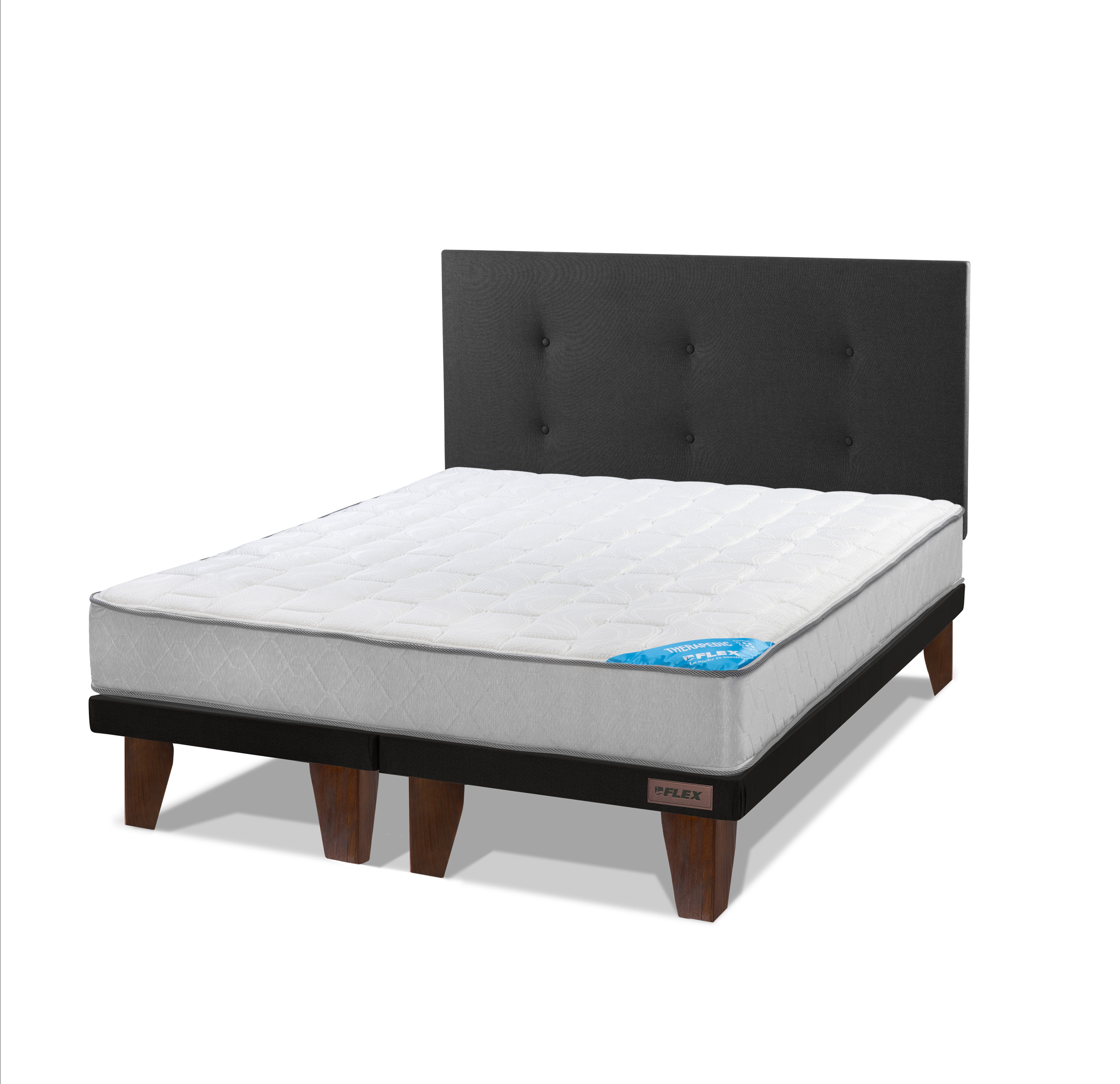 CAMA EUROPEA FLEX THERAPEDIC 2 PL BD + RESPALDO ROYAL NEGRO - 1