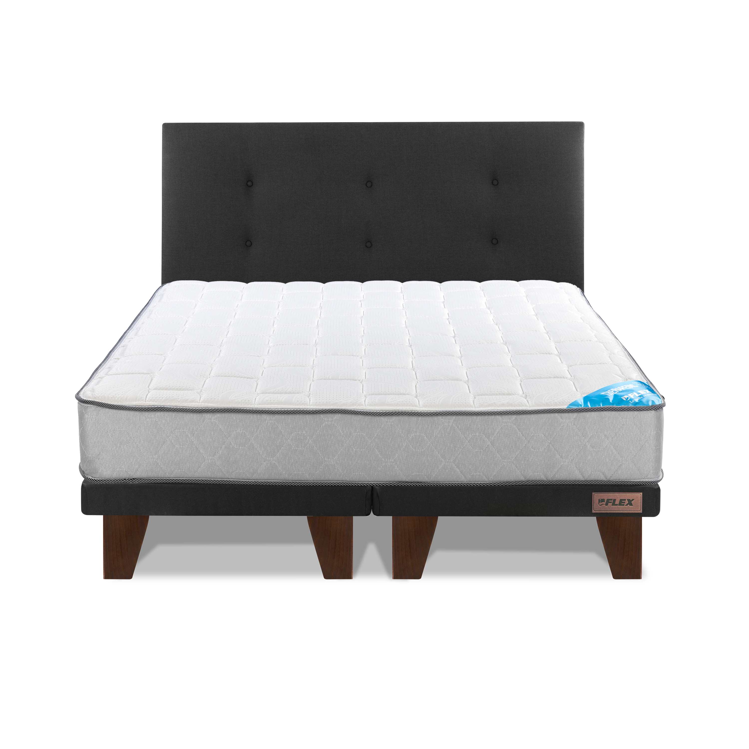 CAMA EUROPEA FLEX THERAPEDIC 2 PL BD + RESPALDO ROYAL NEGRO - 2