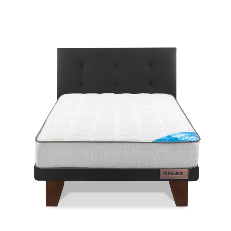 CAMA EUROPEA FLEX THERAPEDIC 1.5 PL + RESPALDO ROYAL NEGRO - 2