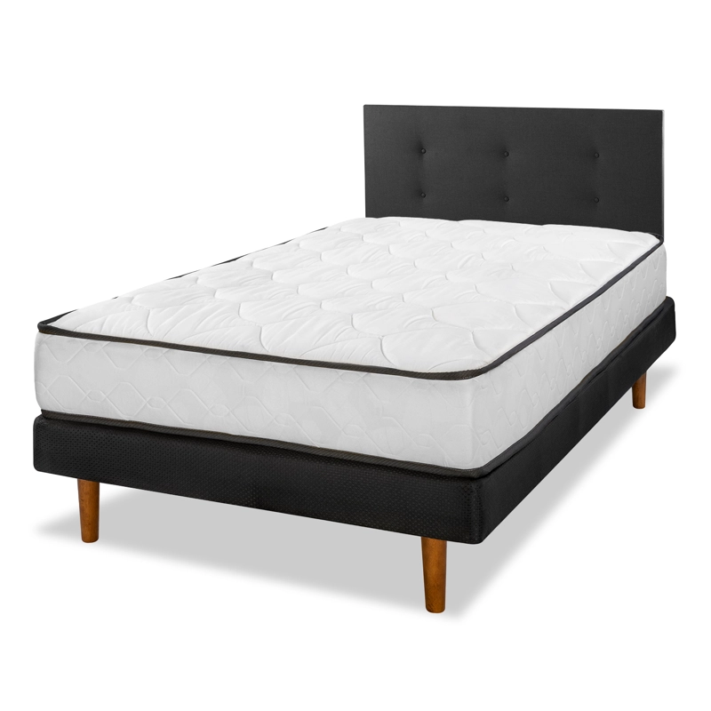 CAMA EUROPEA NEW SIMPLE 1 PL + RESPALDO ROYAL EN COLOR NEGRO - 1