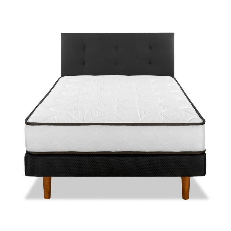 CAMA EUROPEA NEW SIMPLE 1 PL + RESPALDO ROYAL EN COLOR NEGRO - 2
