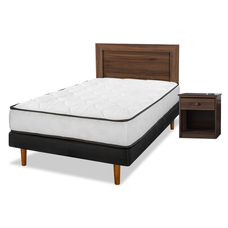CAMA EUROPEA FLEX NEW SIMPLE 1.5 PLAZAS + MUEBLES ASTURIAS - 1