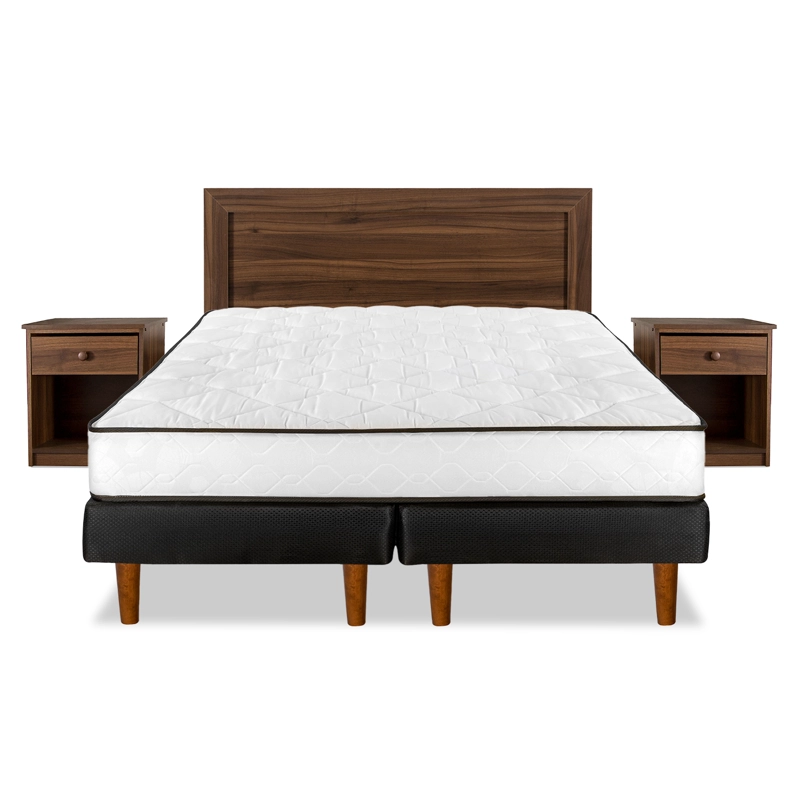 CAMA EUROPEA FLEX NEW SIMPLE 2 PLAZAS BD + MUEBLES ASTURIAS - 2