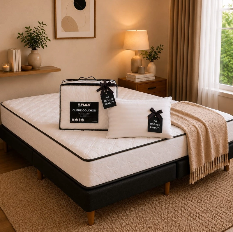 CAMA EUROPEA NEW SIMPLE 2 PL  BD + ALMOHADA + CUBRECOLCHON - 1