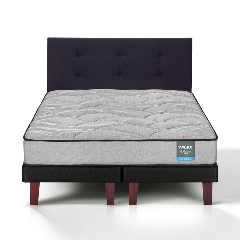 CAMA EUROPEA DREAM DUAL 2 PLAZAS BOX 150X200 + RESPALDO ROYAL NEGRO FLEX - 2