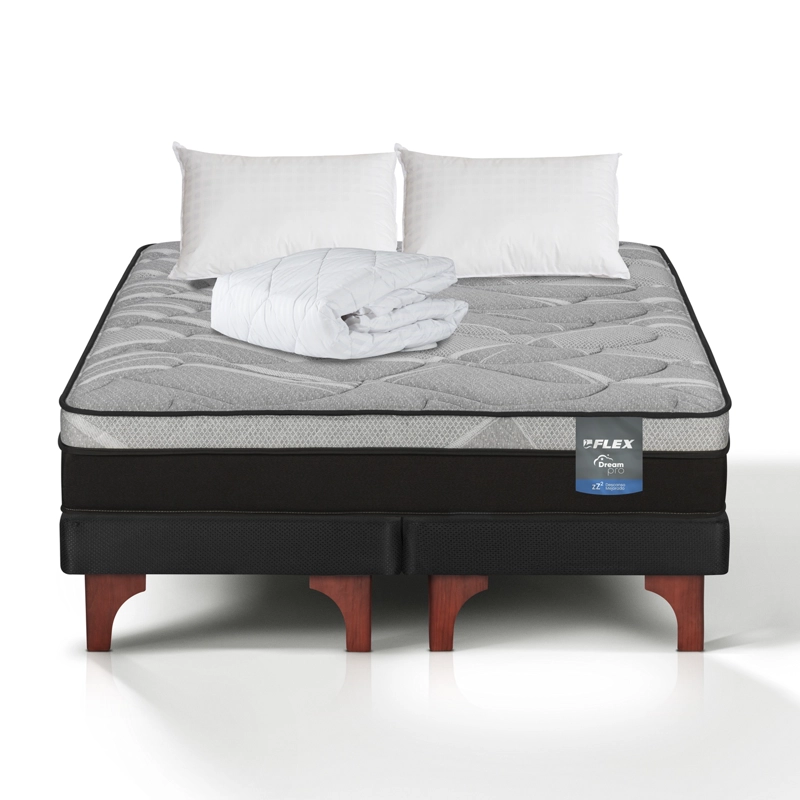 CAMA EUROPEA DREAM PRO 2 PLAZAS BOX 150X200 + ALMOHADA POLICOTTON + CUBRECOLCHON FLEX - 2