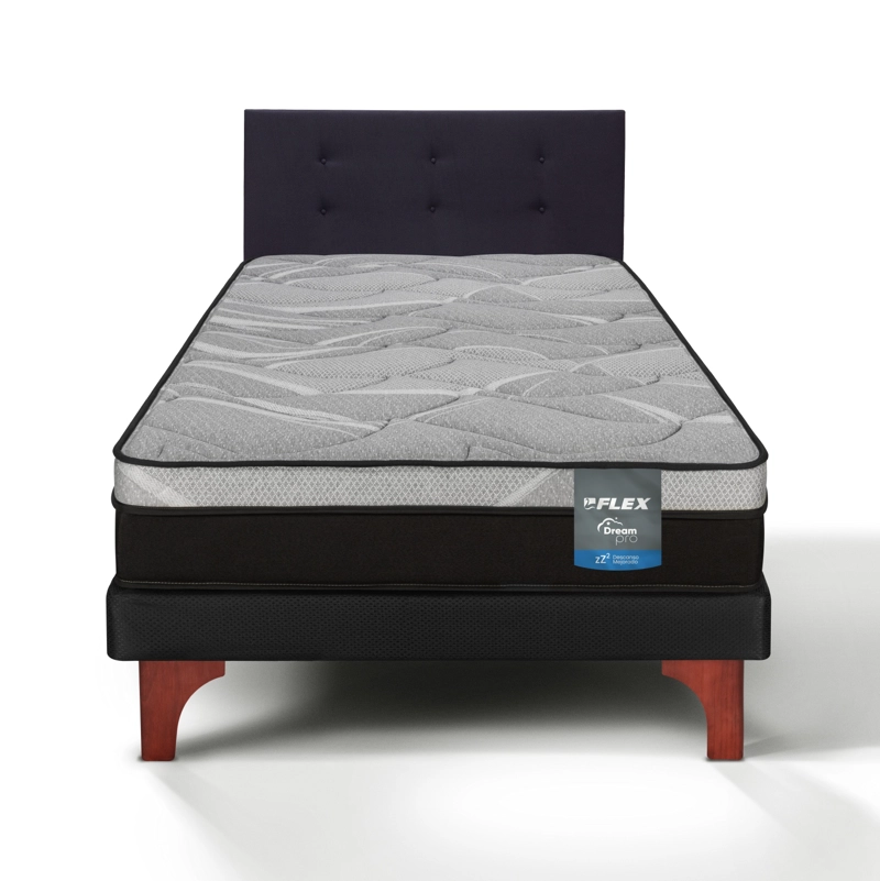 CAMA EUROPEA DREAM PRO 1.5 PLAZAS BOX 105X200 + RESPALDO ROYAL NEGRO FLEX - 2