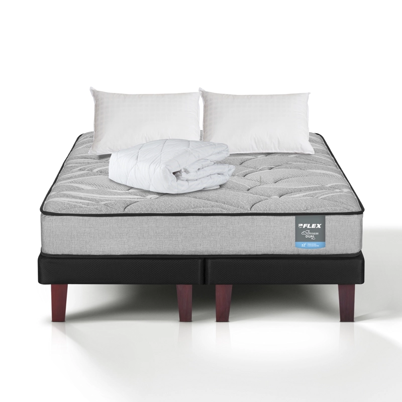 CAMA EUROPEA DREAM DUAL 2 PLAZAS 150X190 + ALMOHADA POLICOTTON + CUBRECOLCHON BASICO FLEX - 2