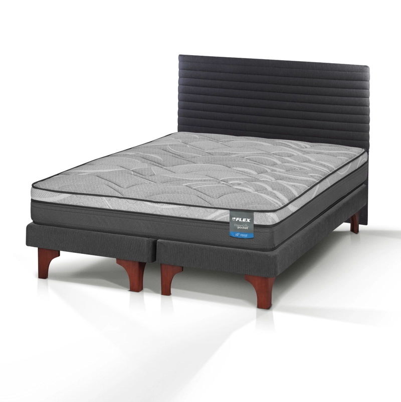 CAMA EUROPEA DREAM POCKET 2 PLAZAS BOX 150X200 + RESPALDO MODERN FLEX - 1