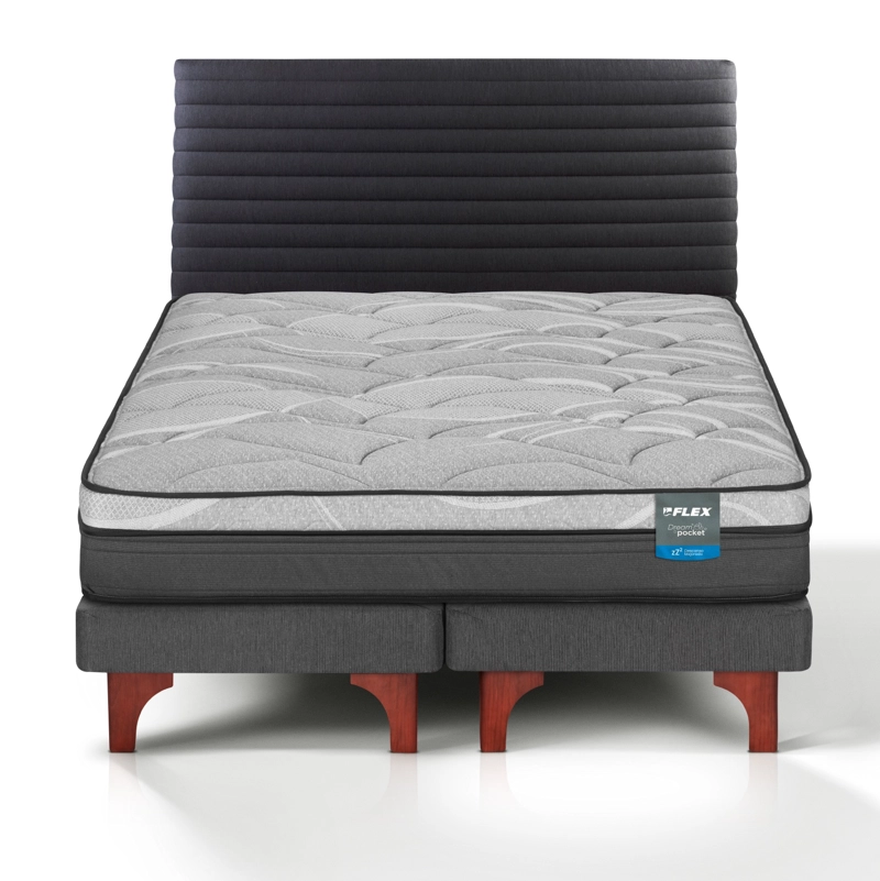 CAMA EUROPEA DREAM POCKET 2 PLAZAS BOX 150X200 + RESPALDO MODERN FLEX - 2