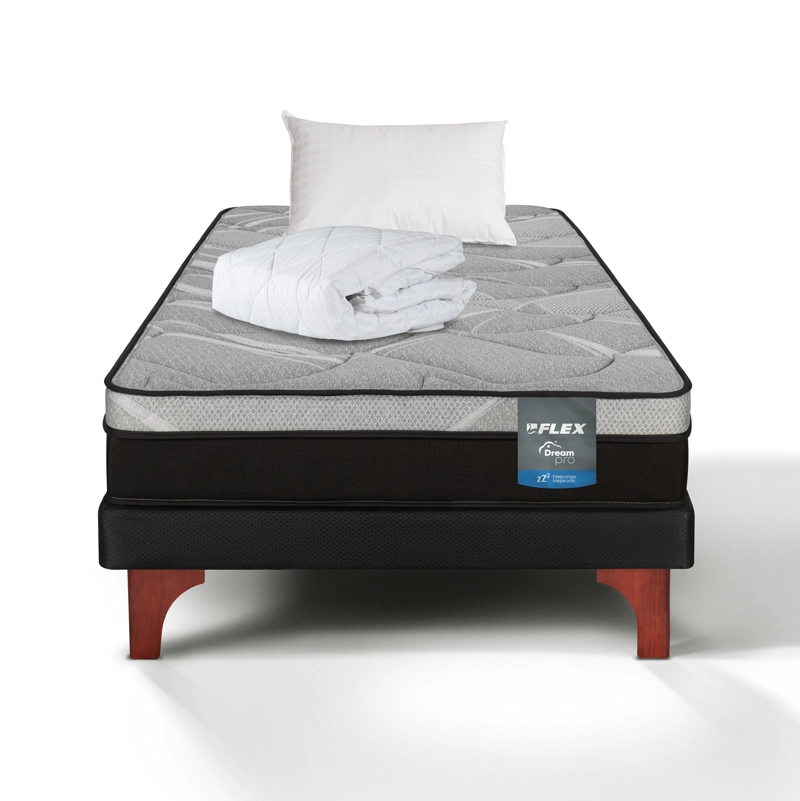 CAMA EUROPEA DREAM PRO 1.5 PLAZAS BOX 105X200 + ALMOHADA POLICOTTON + CUBRECOLCHON FLEX - 2