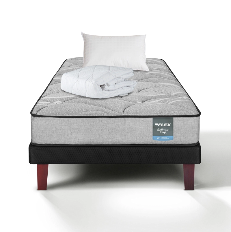 CAMA EUROPEA DREAM DUAL 1.5 PLAZAS 105X190 + ALMOHADA POLICOTTON + CUBRECOLCHON BASICO FLEX - 2