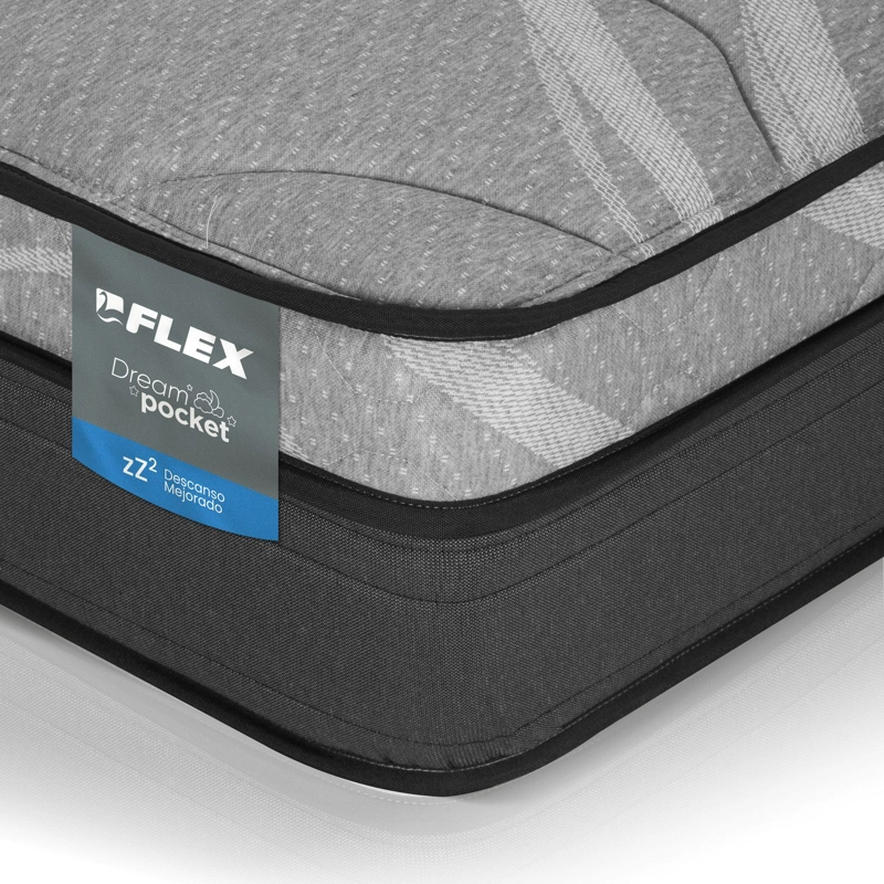 CAMA EUROPEA DREAM POCKET 2 PLAZAS BOX 150X200 + RESPALDO ROYAL GRAFITO FLEX - 4