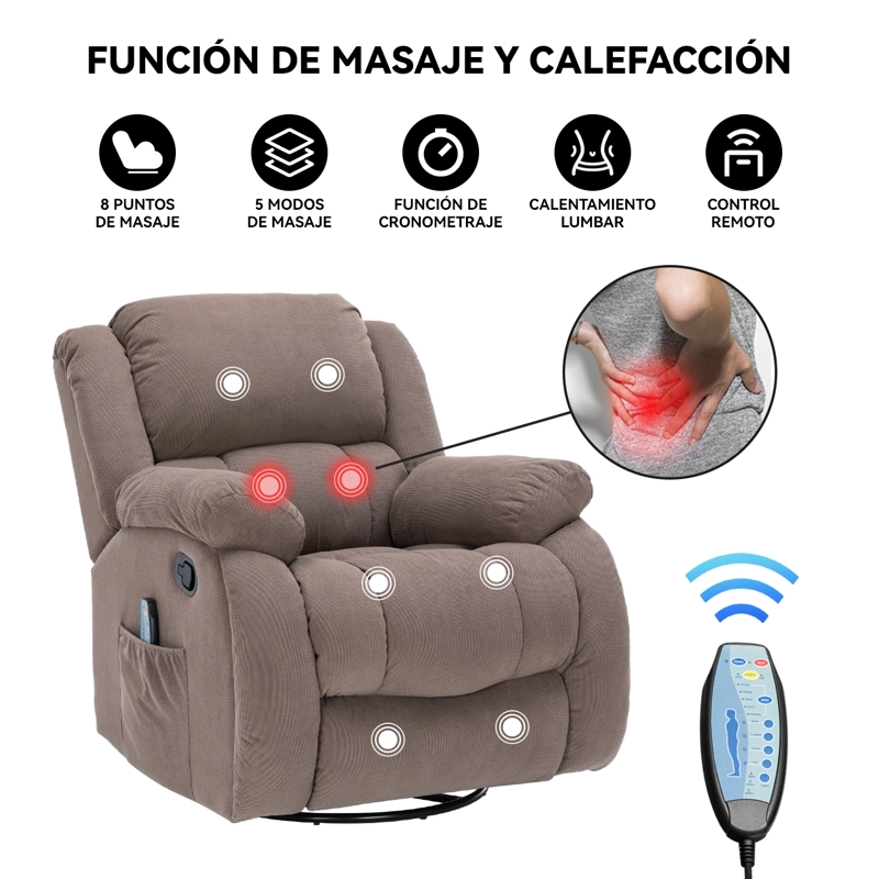 BERGER RECLINABLE CON MASAJES Y CALEFACCIÓN TELA - 2