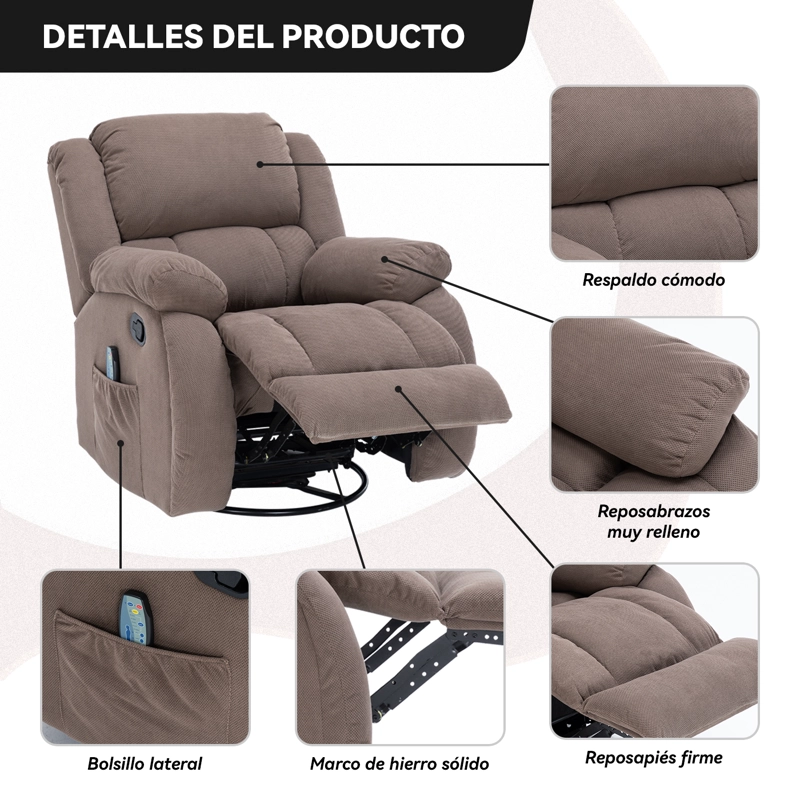 BERGER RECLINABLE CON MASAJES Y CALEFACCIÓN TELA - 5