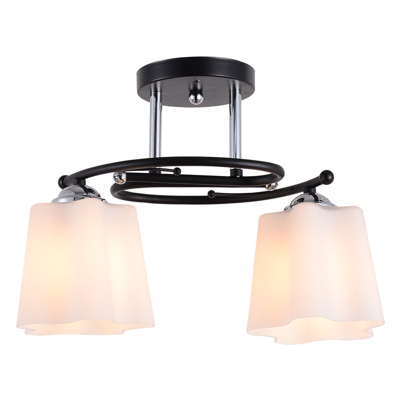 LÁMPARA DE TECHO 2 LUCES E27 METALES Y VIDRIO 38×18×25CM - 1
