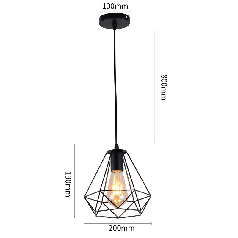 LÁMPARA COLGANTE 1 LUZ E27 NEGRO D20CM - 5
