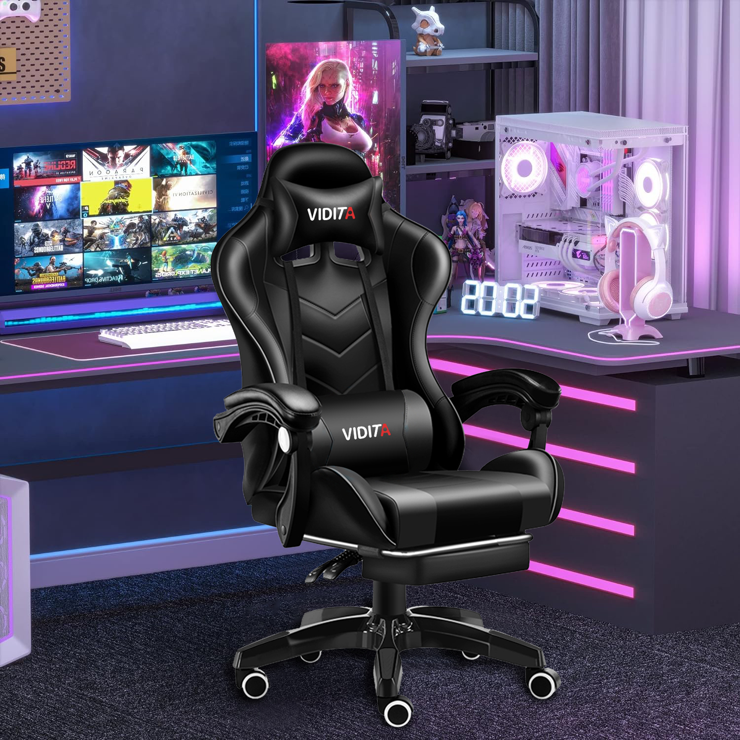SILLA GAMER PROFESIONAL GX2000 CON REPOSAPIÉS - 7