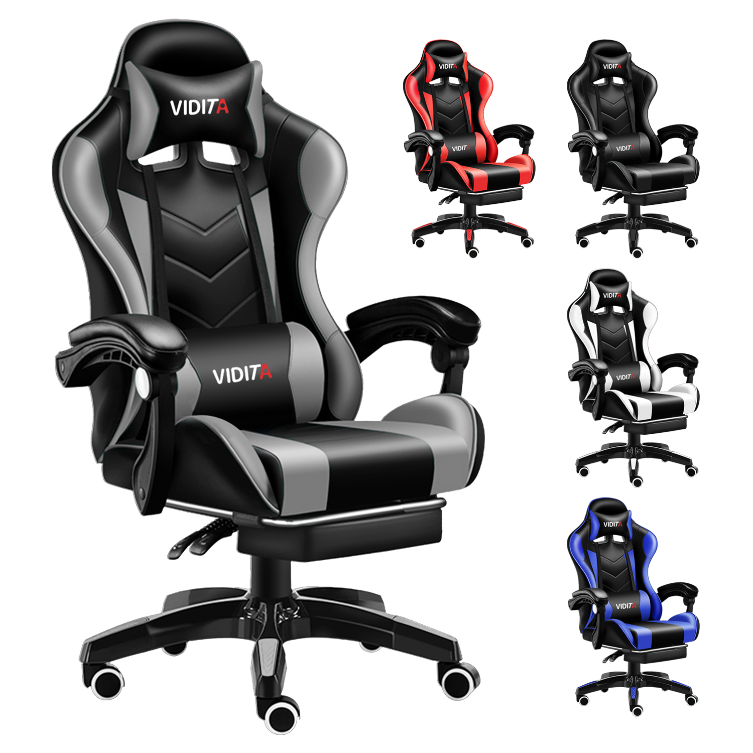 SILLA GAMER PROFESIONAL GX2000 CON REPOSAPIÉS - 8