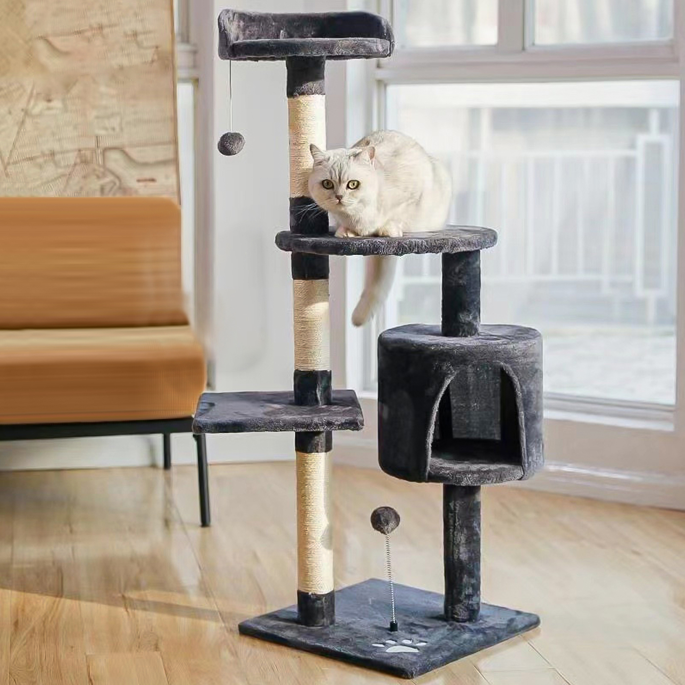 RASCADOR GATOS ARBOL CASEROS TORRE YUTE 116 CM MARENGO - 6