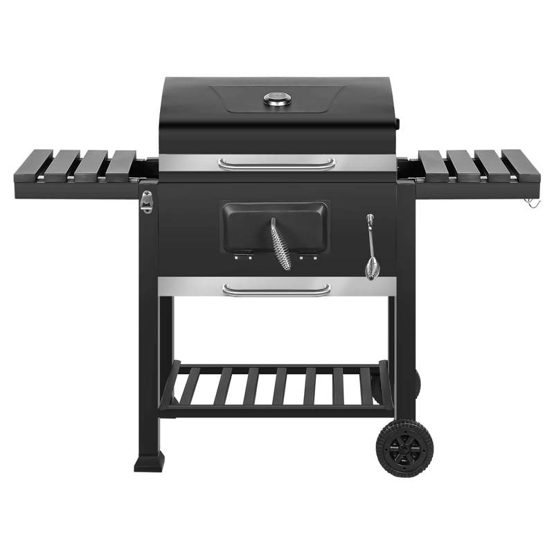 PARRILLA A CARBÓN CON RUEDAS Y 2 BANDEJAS LATERALES 135X47,5X106CM - 2