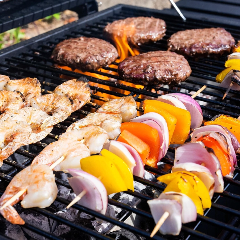PARRILLA A CARBÓN CON RUEDAS Y 2 BANDEJAS LATERALES 135X47,5X106CM - 6