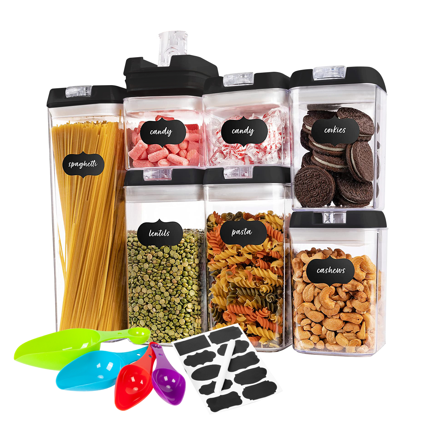 SET 7 CONTENEDORES SUPER HERMETICOS ENVASES ACRILICOS COCINA - 1