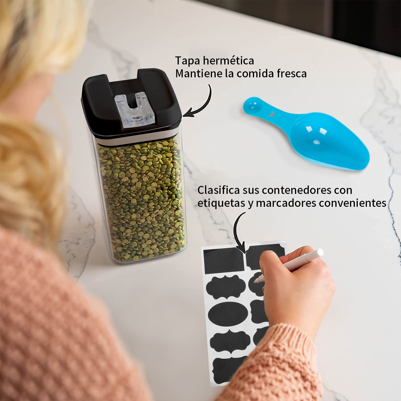 SET 7 CONTENEDORES SUPER HERMETICOS ENVASES ACRILICOS COCINA - 2